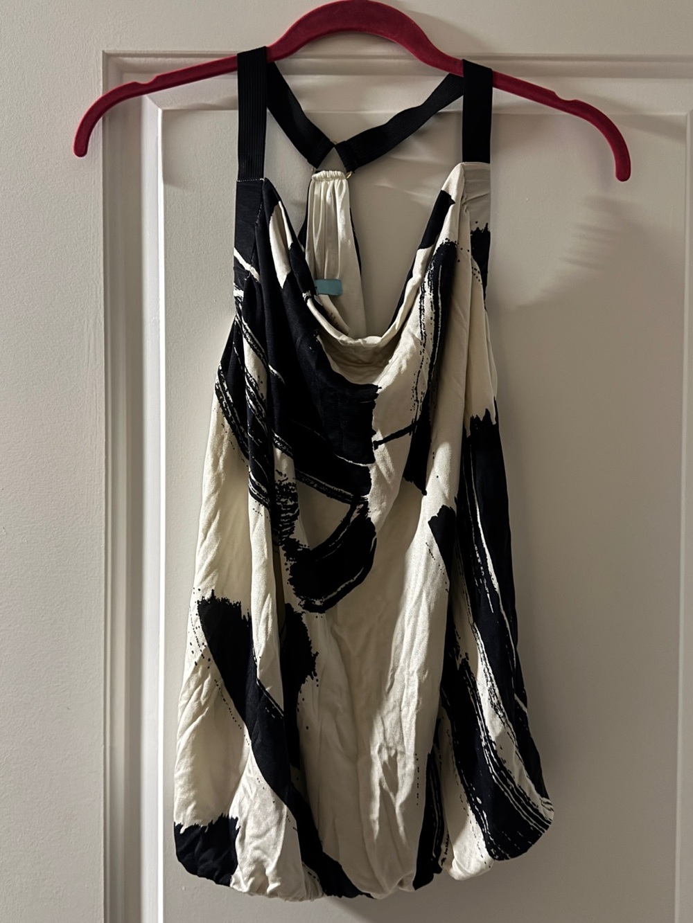 Marciano Black and White Abstract Draped Tank